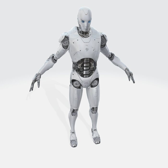 A robust with a metallic body