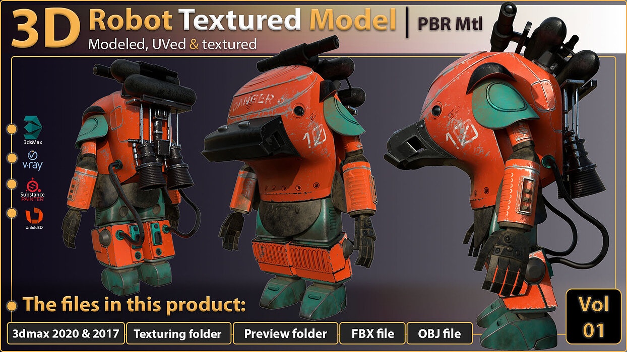 3D Robot Textured Model