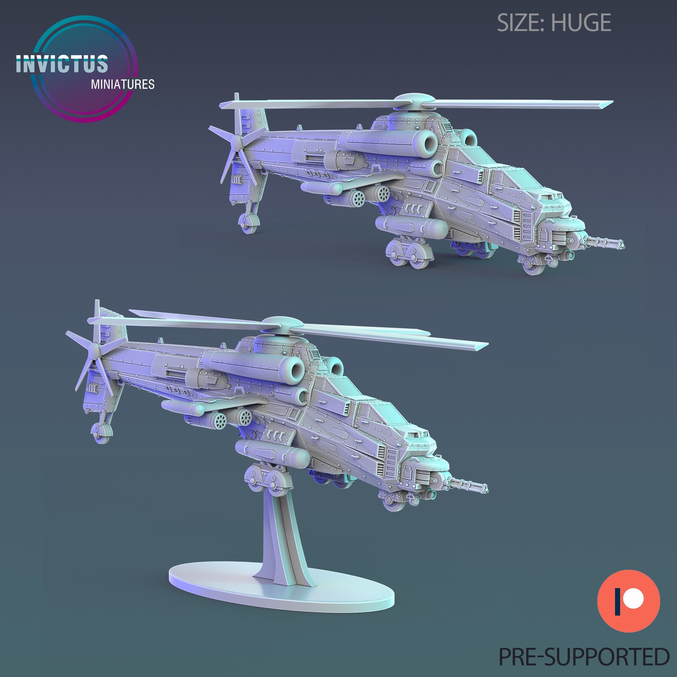 JUNGLE HELICOPTER ‧ SCI-FI MINIATURE ‧ WARGAME MINIATURES ‧ TABLETOP 3D MODEL ‧ RPG MINIATURE ‧ CYBERPUNK CONSTRUCT ‧ STEAMPUNK WAR MACHINE ‧ STL FILE
