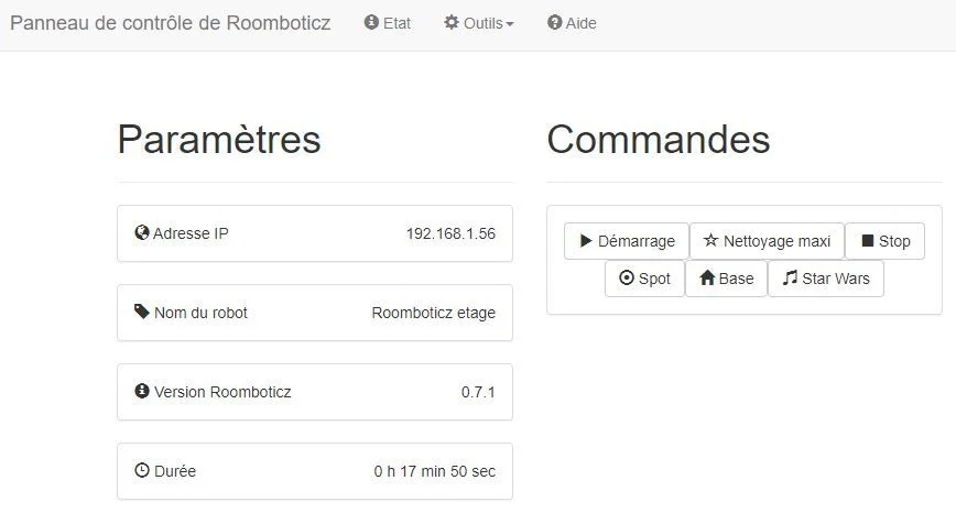 Roomboticz pour Roomba d'Irobot