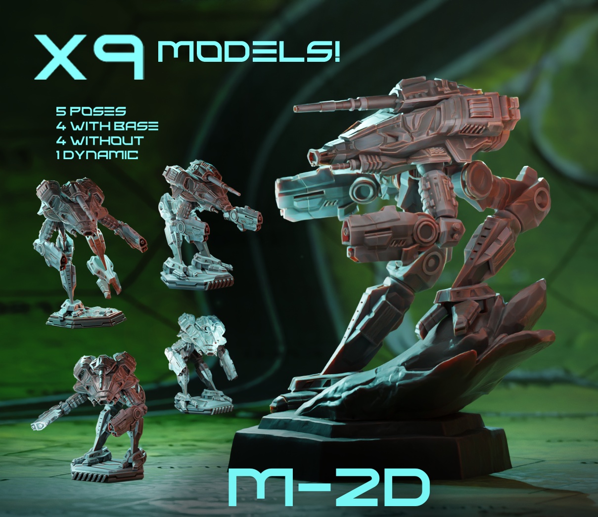 M-2D BATTLE MECH 9 MODEL POSE PACK (SCALE COMPATIBLE WITH BATTLETECH)