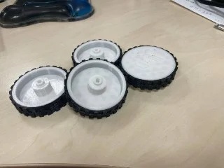 Roomba Style Wheel and Tire for DC Motor (yellow) Gearbox