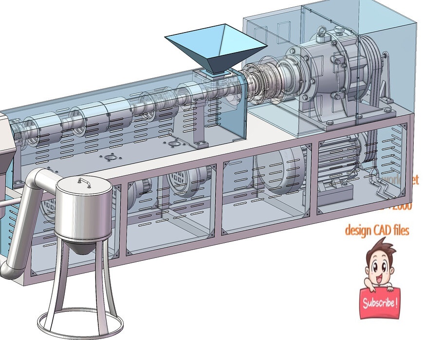 industrial 3D model Air cooled PVC granulator