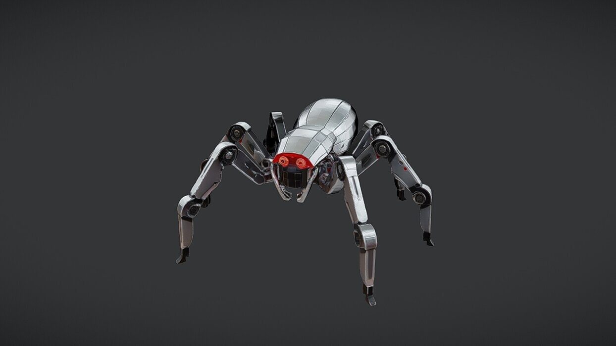 robotic spider with glowing eyes