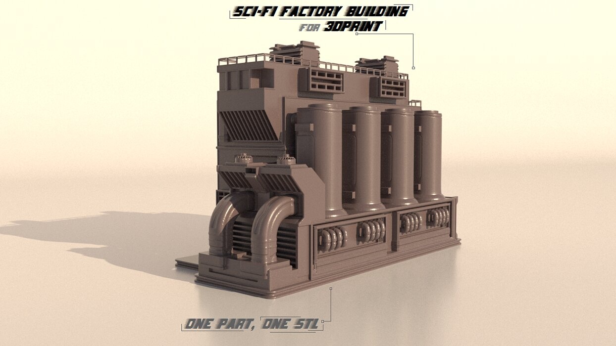 Sci-fi Factory building for 3Dprint