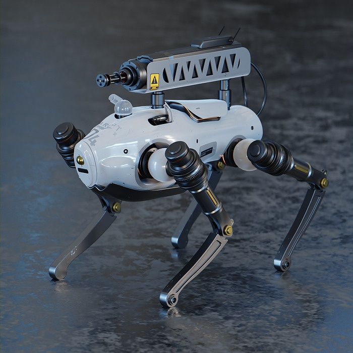 Robot Dog for war - With binding and animation