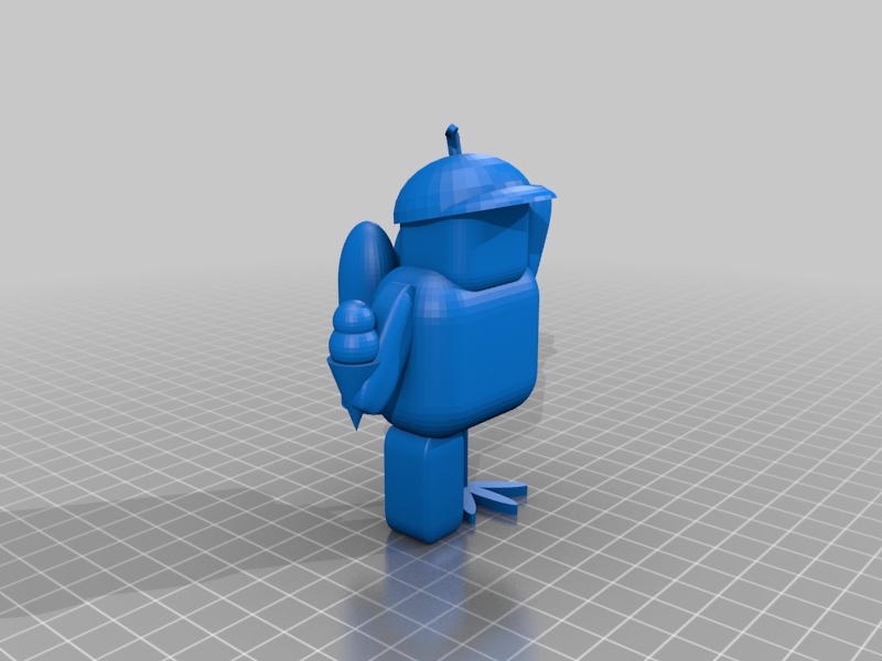 robot with beanie chicken foot and ice cream and a jet pack