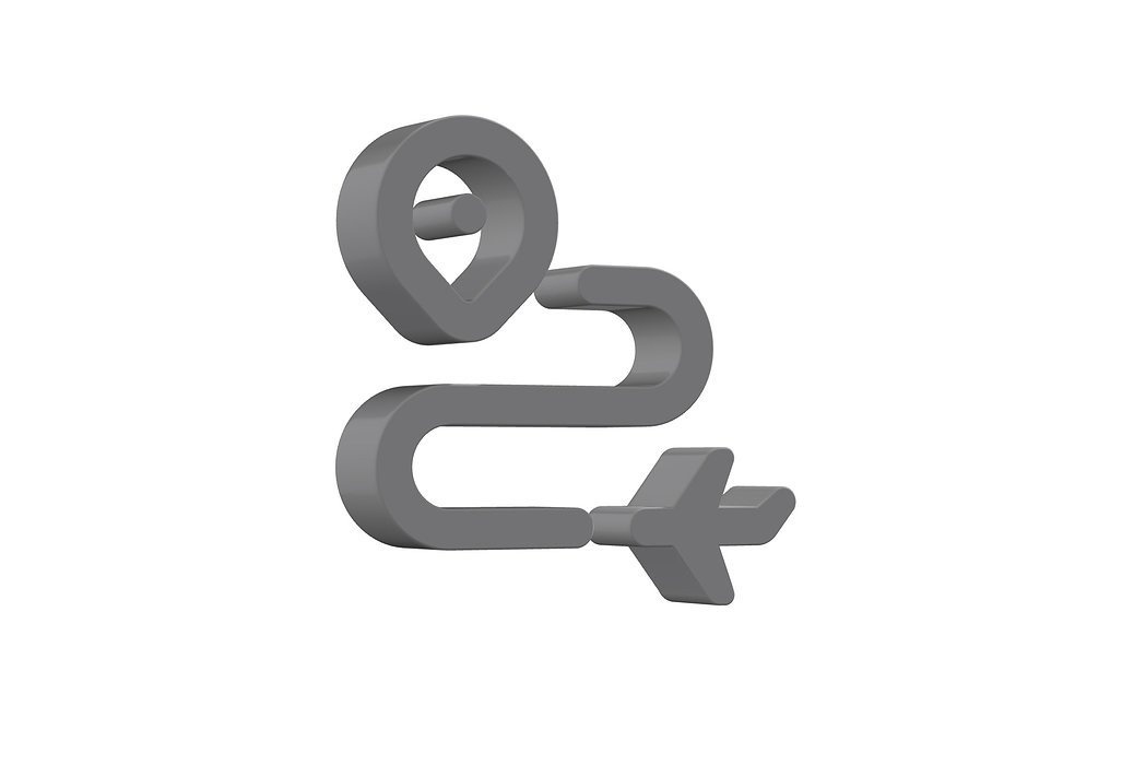 3d airplane journey icon