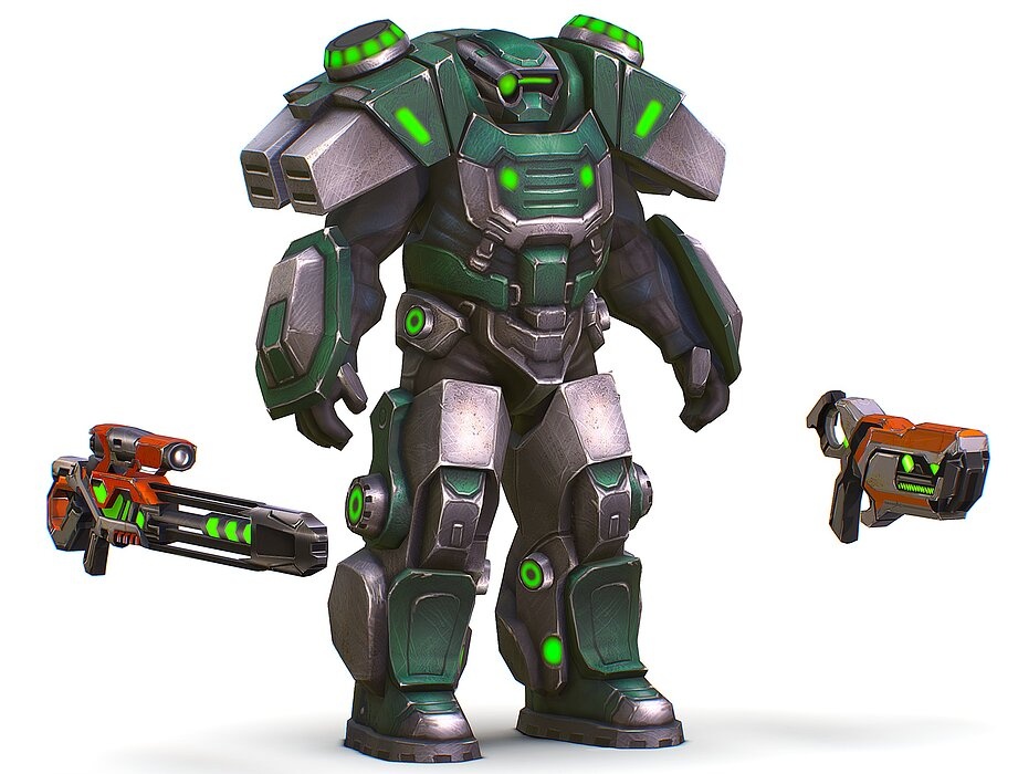 Cartoon Sci-Fi Cyborg Drone Sniper Soldier
