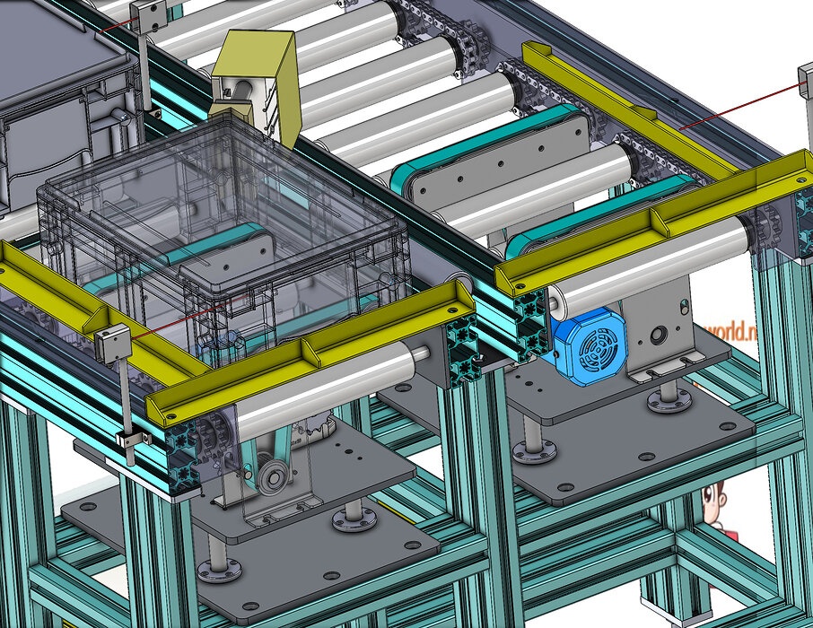 industrial 3D model Roller chain conveyor