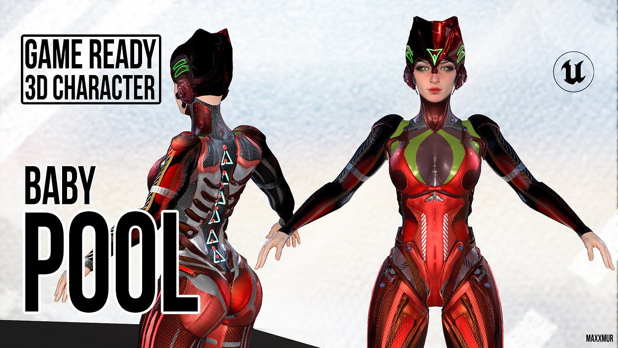 Low-Poly Game Ready PBR 3D Character is BABYPOOL Helmet