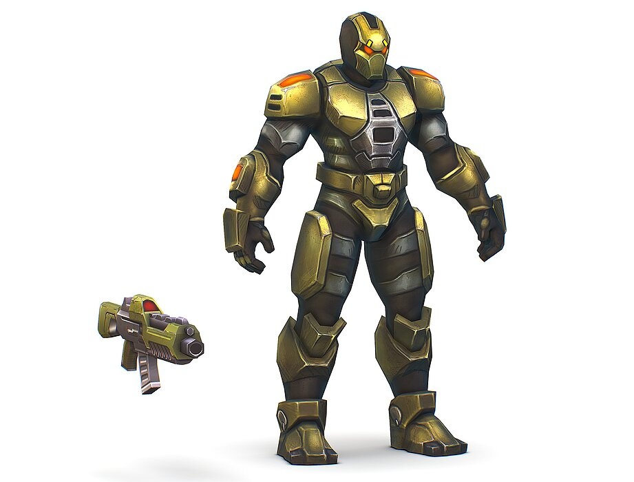 Cartoon Sci-Fi Cyborg male Drone Trooper Soldier