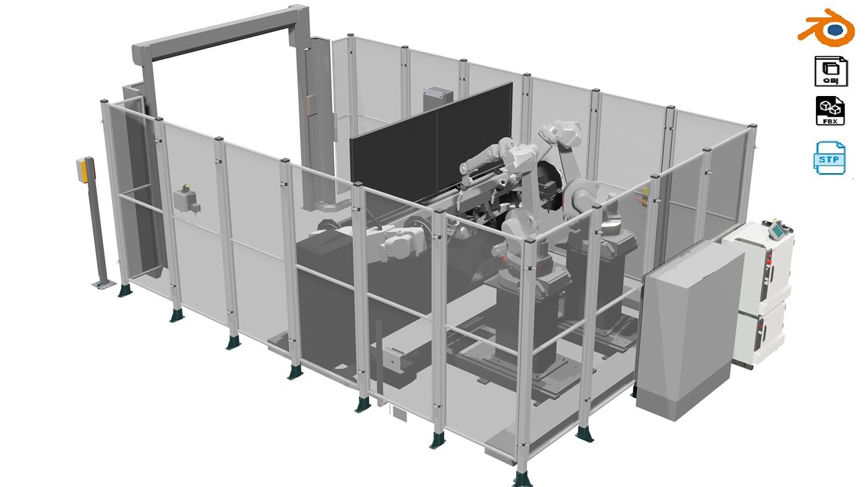 Industrial - FULL Procees 3D Simulation Sport Welding Robot ABB 