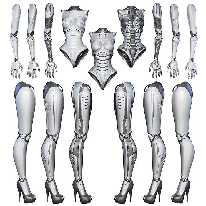 Robot Woman Body Parts - Kitbash