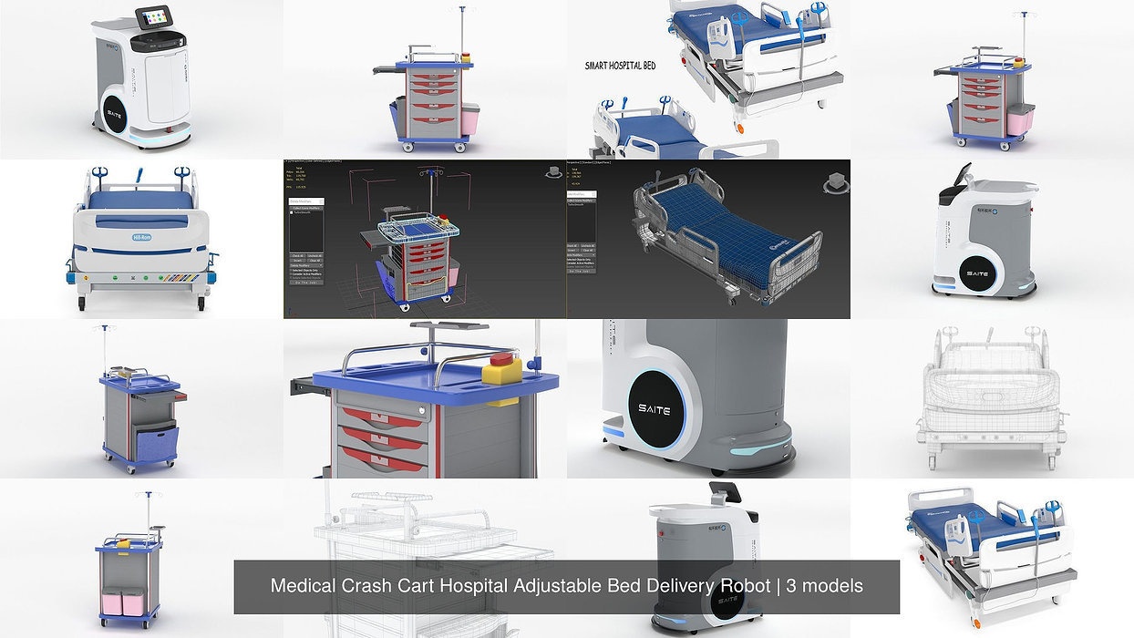 Medical Crash Cart Hospital Adjustable Bed Delivery Robot