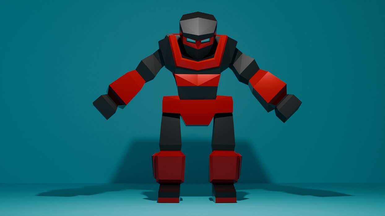 Low-Poly Rigged Robot Model