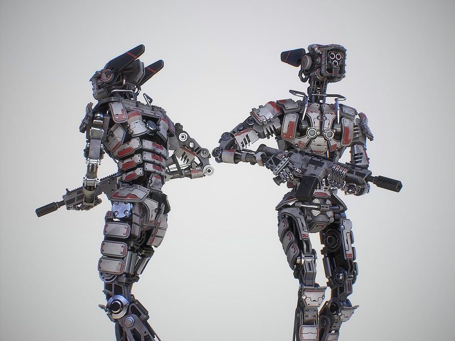Heavy armored scifi robot character gameready