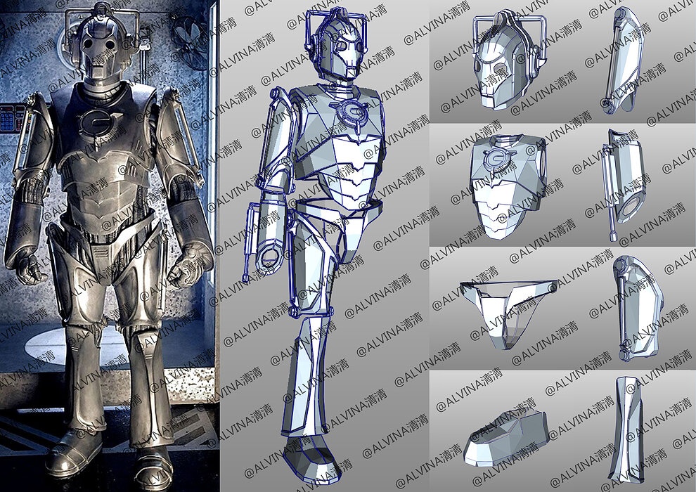 Doctor Who Cyberman V1 Armor -  Cosplay Pepakura Foam Template