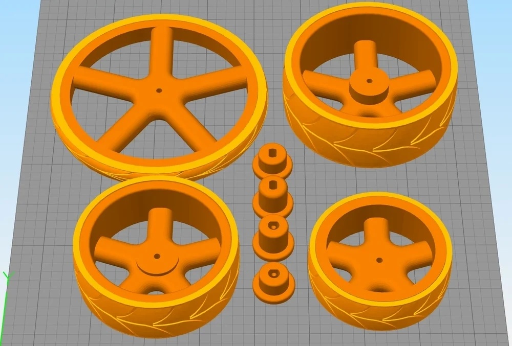 Wheel set for motorized vehicles (TT-Motor or Nema-17 Motor)