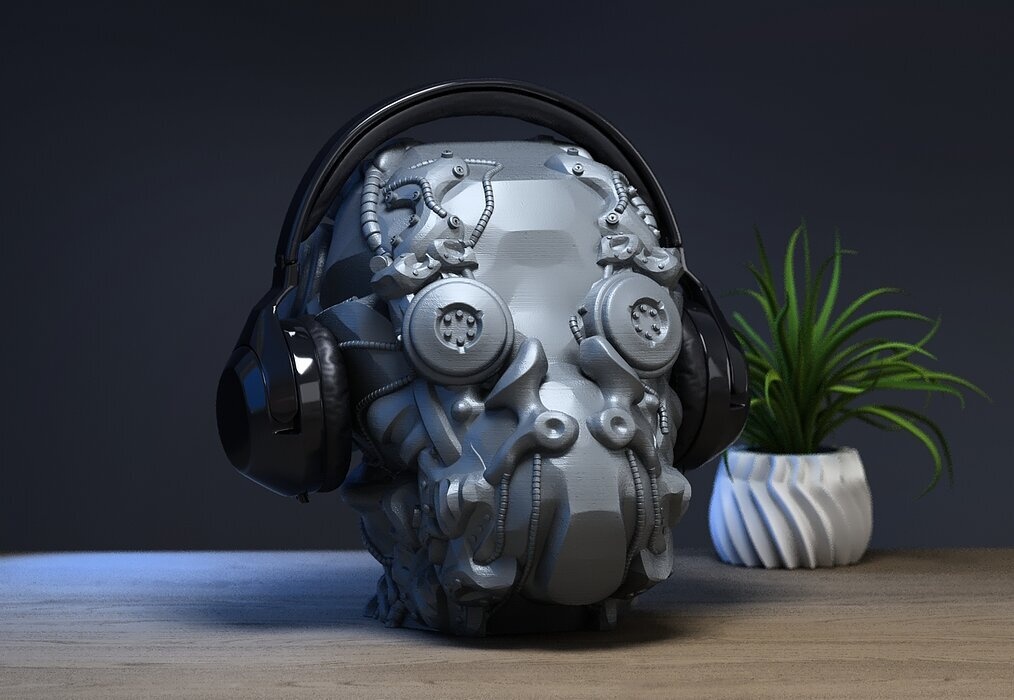 Cyborg Skull  Headphone Holder Gaming Accessories