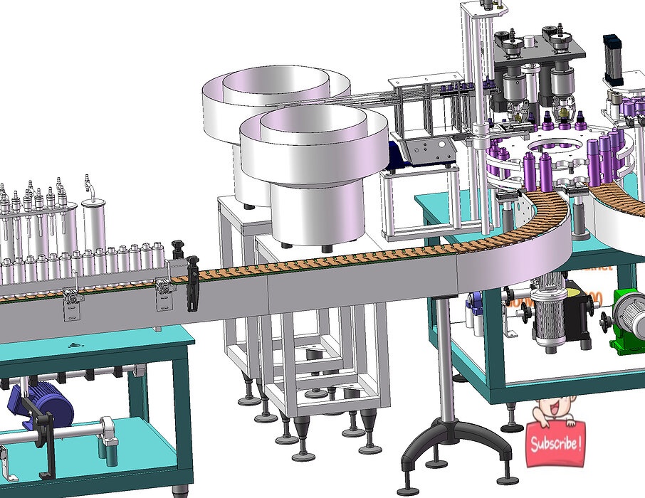 industrial 3D model bottle filling capping machine