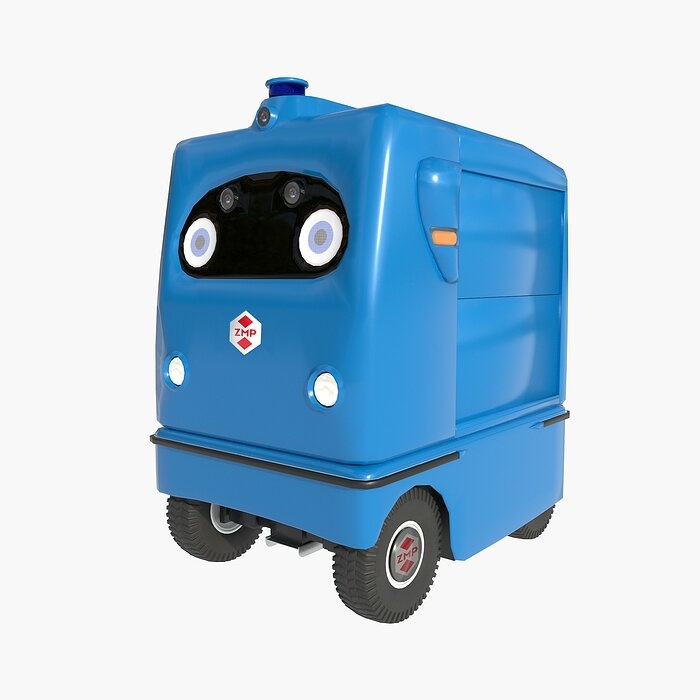 Japanese delivery robot Deliro with downward opening doors
