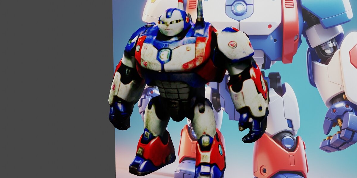 a toy robot with a blue background rossdraws globa