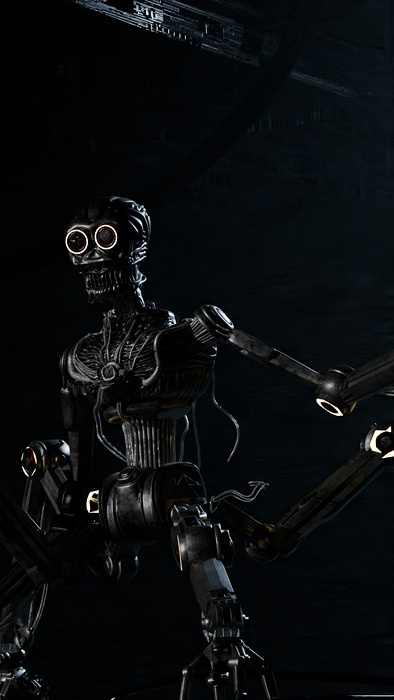 Rigged spider bot in abondoned style