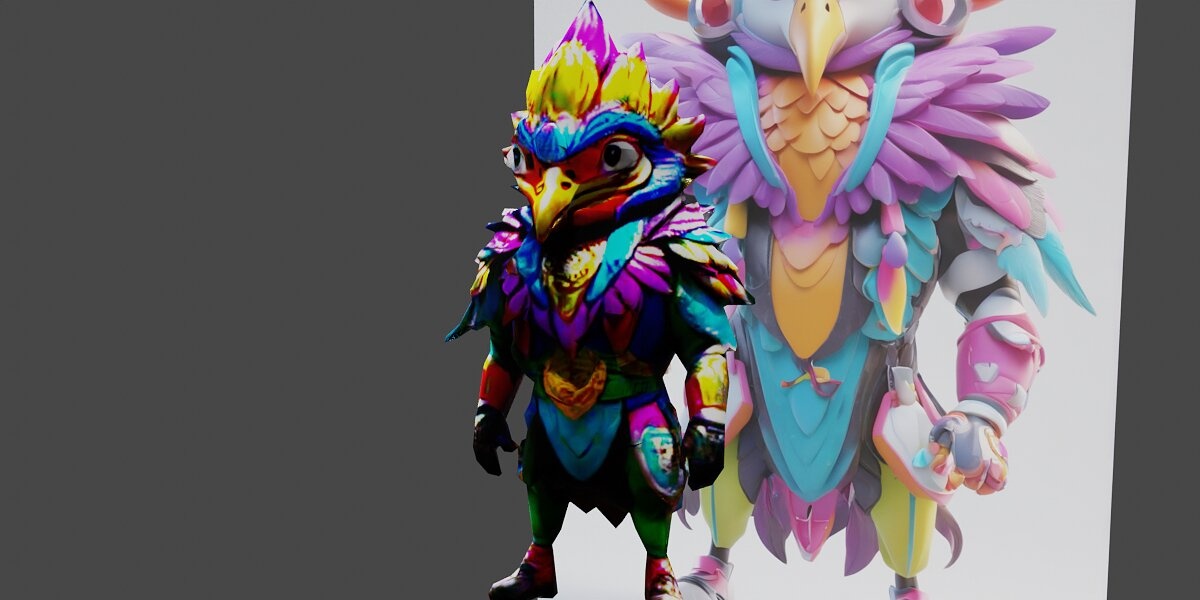 a toy of a bird with a colorful outfit birds f cgs