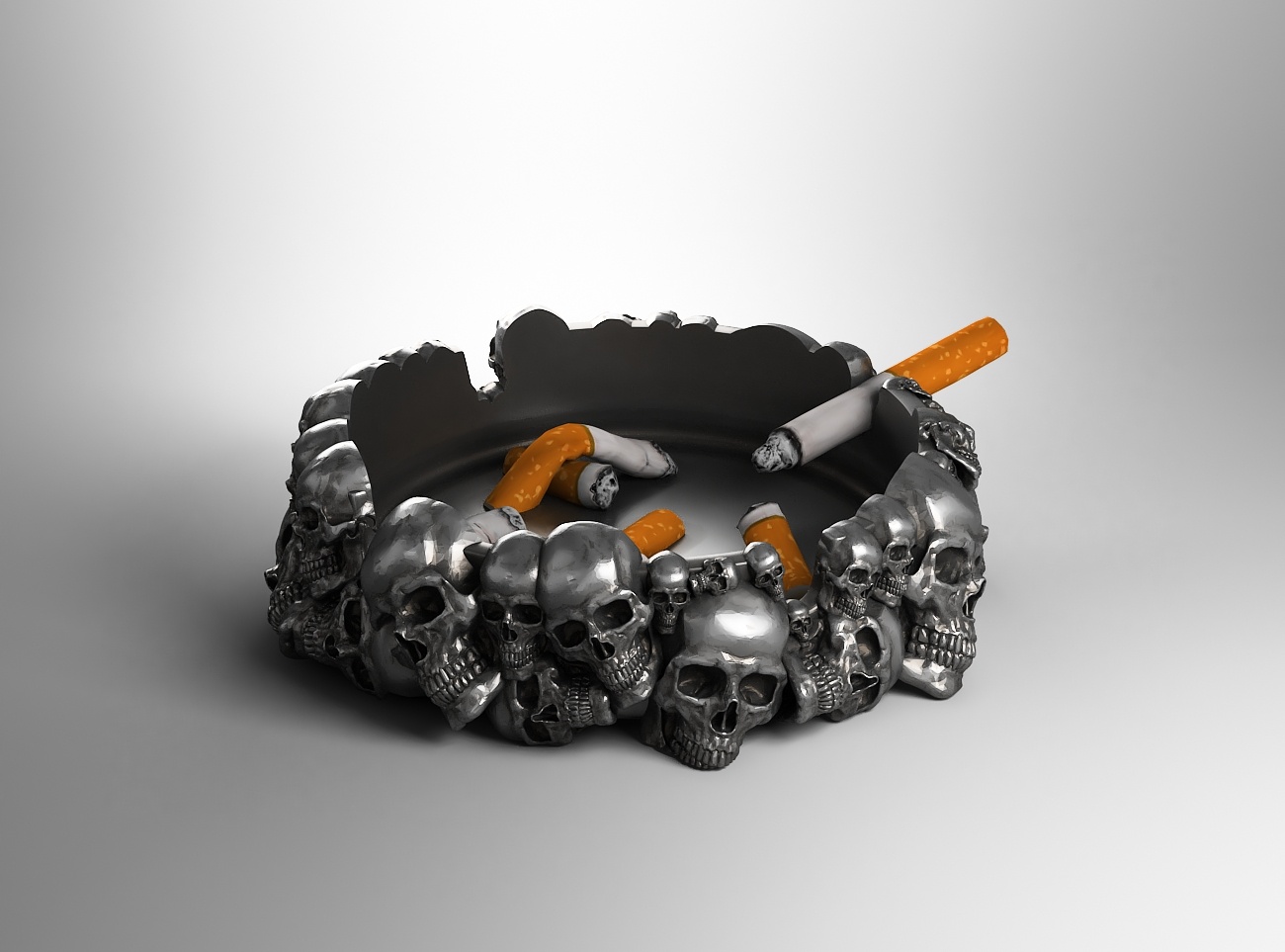 SKULL ASHTRAY BIOMECHANICAL SKULL ASHTRAY ROBOT ASHTRAY A04 (1)