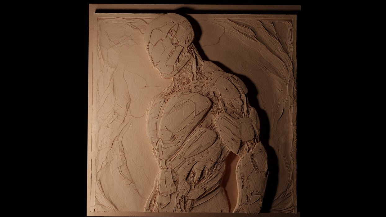 Cyborg CNC 3d Print High Relief Sand Casting