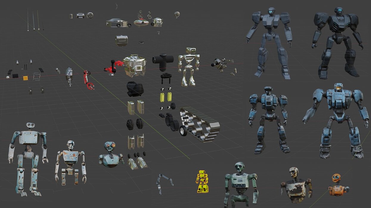 Robot Kitbash Hard Surface and Sculpted Mechs and Derelicts