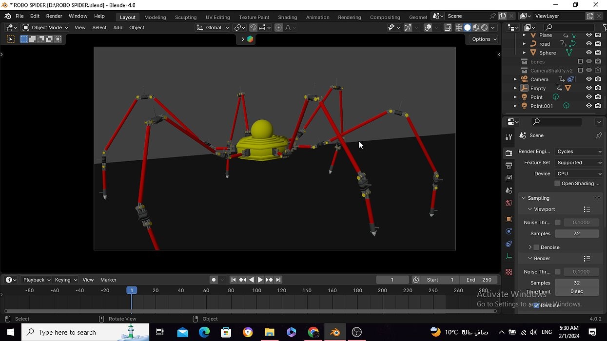 3d spider robot riged 