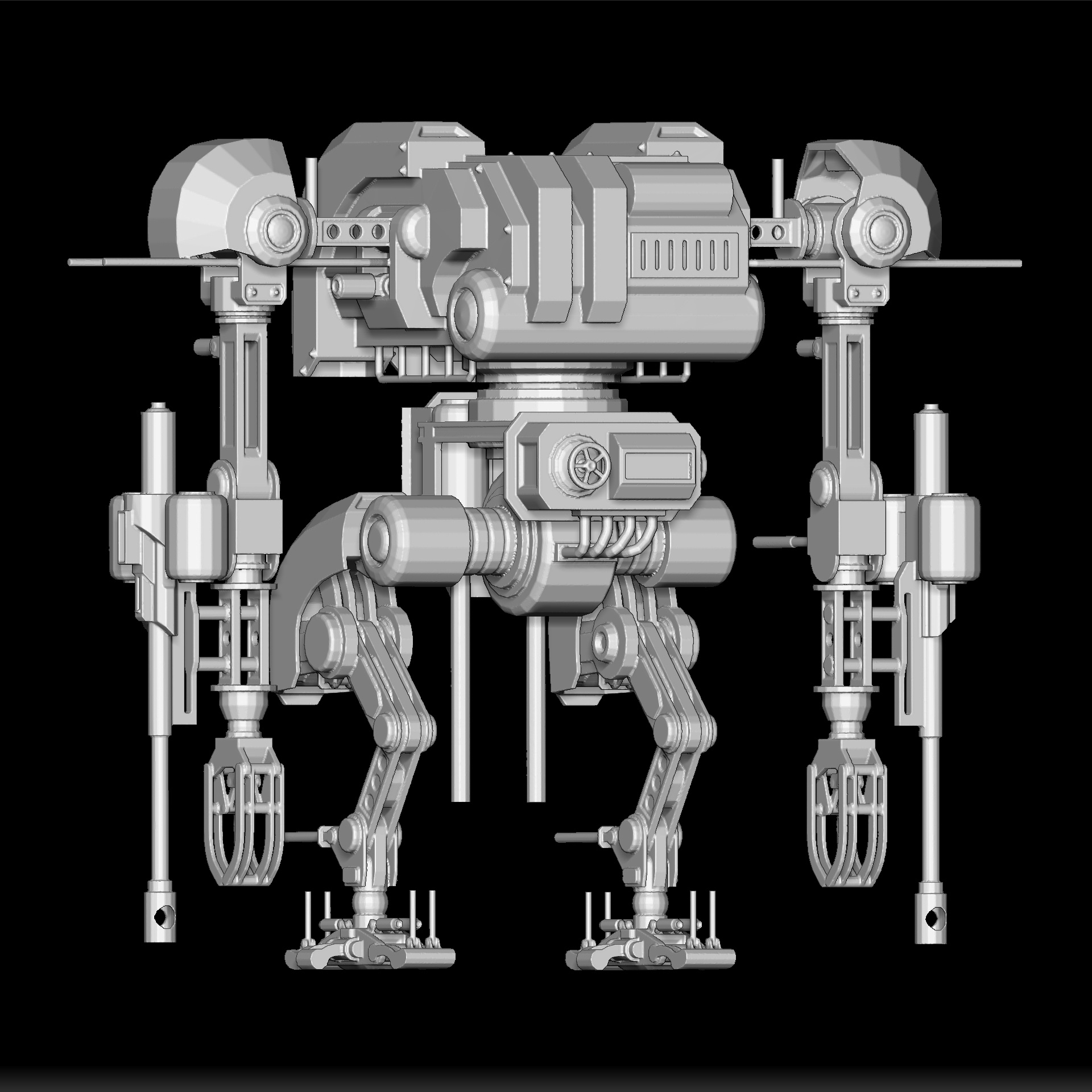 ROBOT ASSAULT FIGURE - FUTURISTIC COMBAT DESIGN - DETAILED BATTLE ROBOT - SCI-FI MILITARY DISPLAY - 3D PRINTED MECHA MODEL