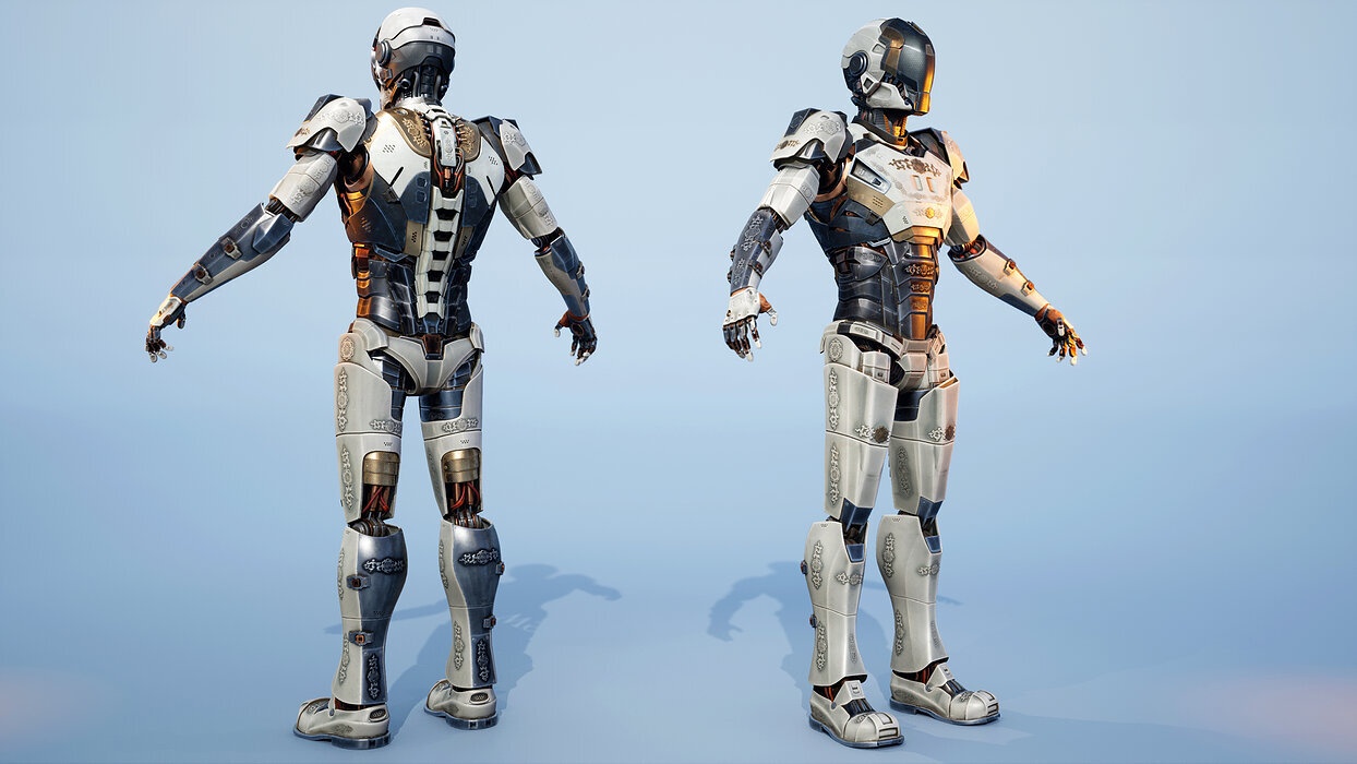 Sci-fi Mechanical Robot Android with Carvings 3D model