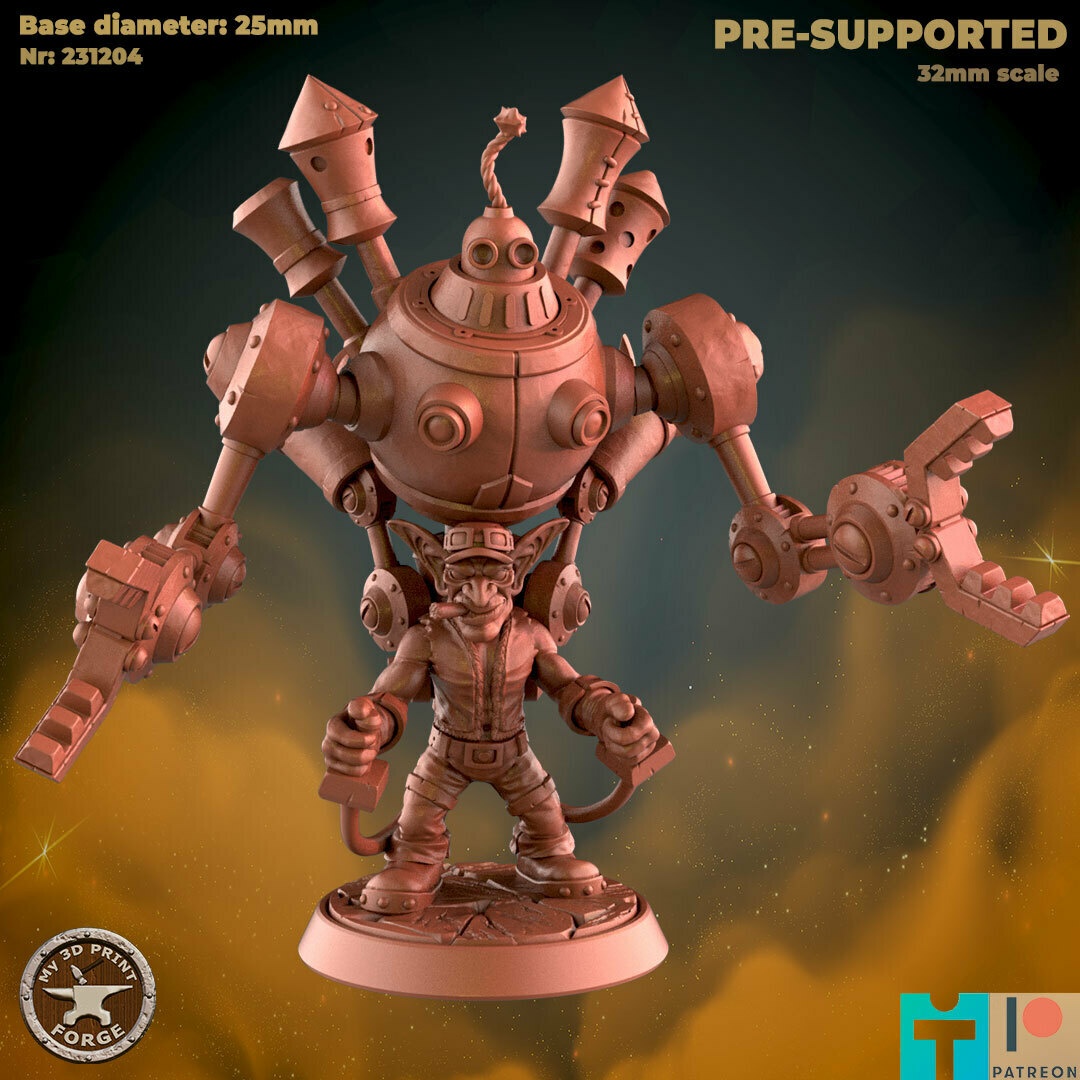 GOBLIN LEADER MECH 32 AND 75MM PRESUPPORTED