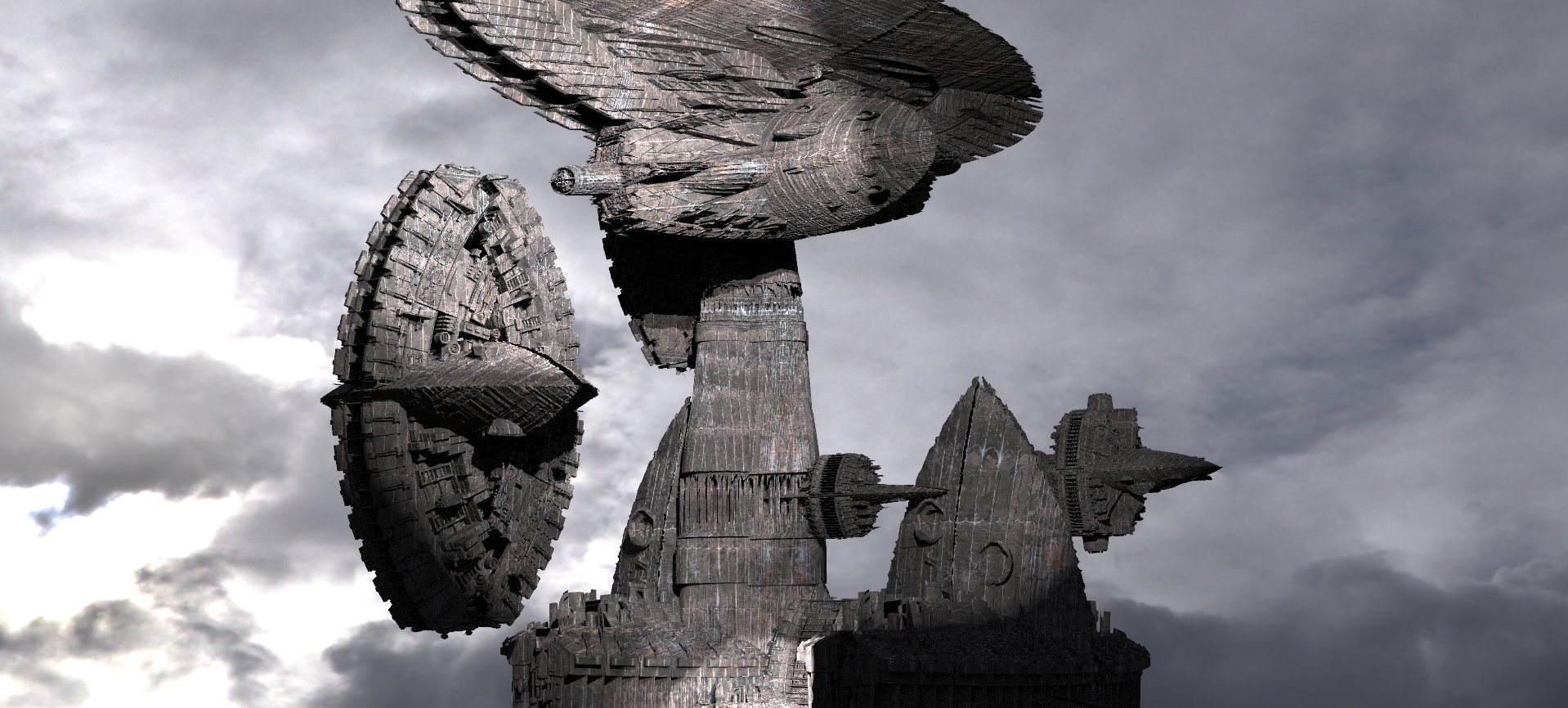 AZTEC ANCIENT TEMPLE SHIP MONOLITH KIT BASH