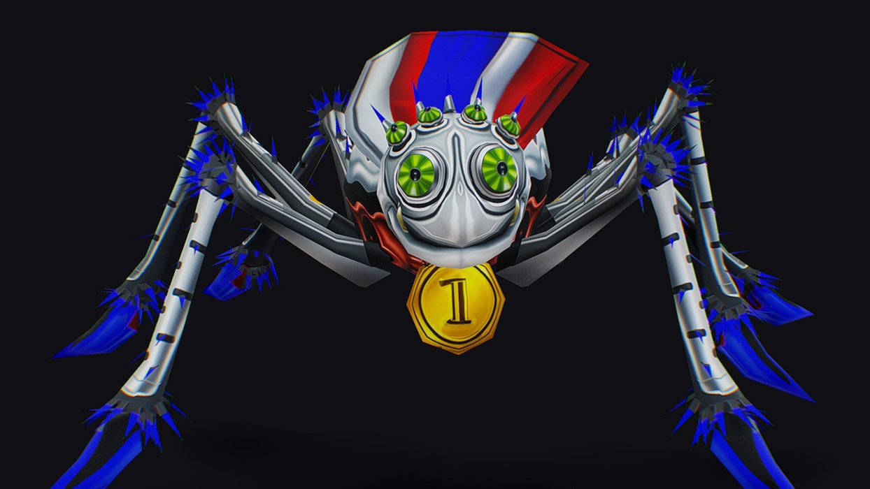 White Spider Robot Funny Cartoon Insect Parasite Beetle Lowpoly
