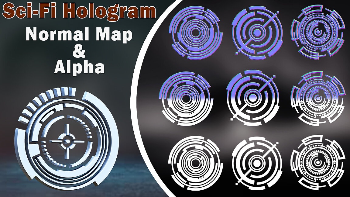 100 Sci-fi Hologram Normal Map and Alpha