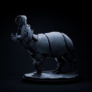 Hippopotamus mecha robot 32mm scale pre-supported