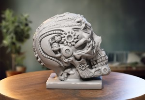 ROBOT SKULL HEADPHONE STAND, CYBORG HEADSET STAND, PERFECT GAMER GIFT, SCI-FI FANS GIFT, ROBOT SKULL HEADPHONE HOLDER A181 (1)