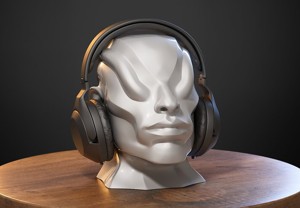Robot human bust Headphone Stand Cyborg Robot human bust