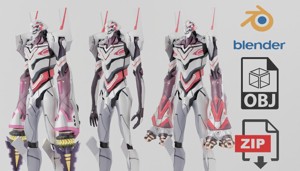 Evangelion EVA Unit 04 Textured Lowpoly