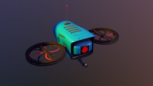 Stylized Pbr Drone with Gun 