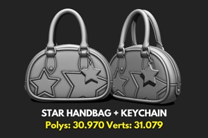 Handbag with Keychain - Star Details