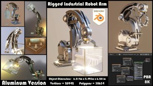 Rigged Industrial Robot Arm Alu Version