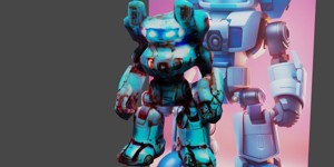 a toy robot with a red background official splash 