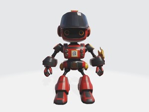 lowpoly cartoon robot fireman