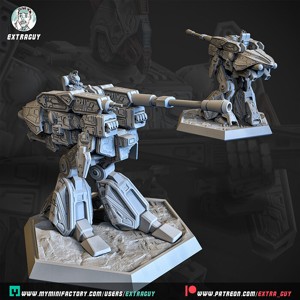 Walking Tank Mech 3D Printable 75mm