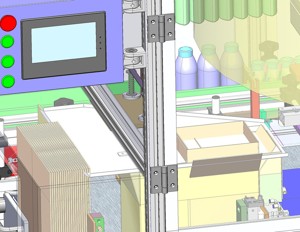 industrial 3D model Opening and packing bottles equipment